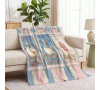 Polaire Couverture 220 x 240 cm, Canard Grille Nœud Plaid Flanelle Impression Couverture, Rétro Britannique Douce et Confortable Blanket Jeté de Canapé pour Adultes et Enfants, Rose Bleu
