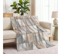 Polaire Couverture 220 x 240 cm, Marbre Géométrique Triangle Plaid Flanelle Impression Couverture, Moderne Luxe Douce et Confortable Blanket Jeté de Canapé pour Adultes et Enfants, Gris Doré