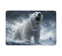 Polar Bear with Diamond Grill and Chain Tapis à Poils Courts 150 x 100 cm | Tapis imprimé de chambre : ajoute une touche douce et décorative; avec surface douce; près du lit ou du canapé