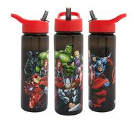 Polar Gear Bouteille d'eau Marvel Avengers avec paille rabattable 600 ml - Réutilisable pour enfants - Sans BPA - Idéal pour l'école, la crèche, le sport, le pique-nique