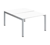 Pôle 2 bureaux droits Arko L 120 x P 168 cm plateaux blanc piètement métal arche aluminium - - Bruneau
