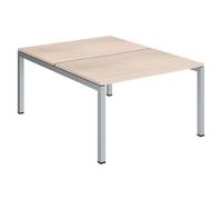 Pôle 2 bureaux droits Arko L 120 x P 168 cm plateaux chêne clair piètement métal aluminium - - Bruneau