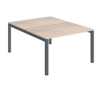 Pôle 2 bureaux droits Arko L 120 x P 168 cm plateaux chêne clair piètement métal anthracite - - Bruneau