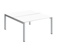 Pôle 2 bureaux droits Arko L 140 x P 168 cm plateaux blanc piètement métal arche aluminium - - Bruneau