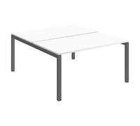 Pôle 2 bureaux droits Arko L 140 x P 168 cm plateaux blanc piètement métal arche anthracite - - Bruneau