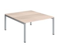 Pôle 2 bureaux droits Arko L 140 x P 168 cm plateaux chêne clair piètement métal aluminium - - Bruneau