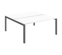 Pôle 2 bureaux droits Arko L 160 x P 168 cm plateaux blanc piètement métal arche anthracite - - Bruneau