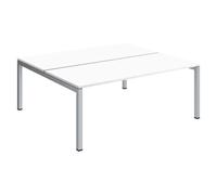 Pôle 2 bureaux droits Arko L 180 x P 168 cm plateaux blanc piètement métal arche aluminium - - Bruneau