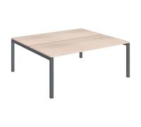 Pôle 2 bureaux droits Arko L 180 x P 168 cm plateaux chêne clair piètement métal anthracite - - Bruneau
