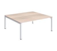 Pôle 2 bureaux droits Arko L 180 x P 168 cm plateaux chêne clair piètement métal blanc - - Bruneau