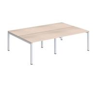 Pôle 4 bureaux droits Arko L 240 x P 168 cm plateaux chêne clair piètement métal arche blanc - - Bruneau
