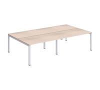 Pôle 4 bureaux droits Arko L 280 x P 168 cm plateaux chêne clair piètement métal blanc - - Bruneau