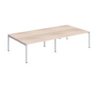 Pôle 4 bureaux droits Arko L 320 x P 168 cm plateaux chêne clair piètement métal blanc - - Bruneau