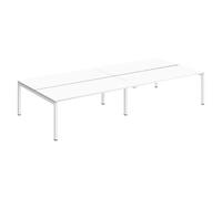 Pôle 4 bureaux droits Arko L 360 x P 168 cm plateaux blanc piètement métal arche blanc - - Bruneau