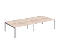 Pôle 4 bureaux droits Arko L 360 x P 168 cm plateaux chêne clair piètement métal aluminium - - Bruneau