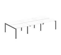 Pôle 6 bureaux droits Arko L 360 x P 168 cm plateaux blanc piètement métal arche anthracite - - Bruneau