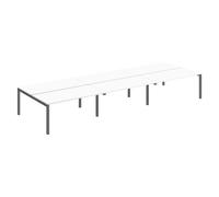 Pôle 6 bureaux droits Arko L 480 x P 168 cm plateaux blanc piètement métal arche anthracite - - Bruneau