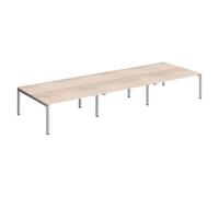 Pôle 6 bureaux droits Arko L 480 x P 168 cm plateaux chêne clair piètement métal aluminium - - Bruneau