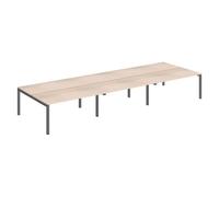 Pôle 6 bureaux droits Arko L 480 x P 168 cm plateaux chêne clair piètement métal anthracite - - Bruneau