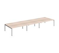 Pôle 6 bureaux droits Arko L 540 x P 168 cm plateaux chêne clair piètement métal aluminium - - Bruneau