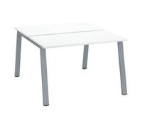 Pôle de 2 bureaux ECLA blanc L 120 x P 60 cm piètement métal finition aluminium - - Bruneau