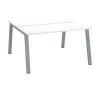 Pôle de 2 bureaux ECLA blanc L 140 x P 60 cm piètement métal finition aluminium - - Bruneau