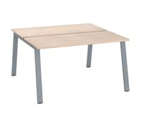 Pôle de 2 bureaux ECLA chêne clair L 140 x P 60 cm piètement métal finition aluminium - - Bruneau