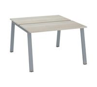 Pôle de 2 bureaux ECLA chêne gris L 120 x P 60 cm piètement métal finition aluminium - - Bruneau