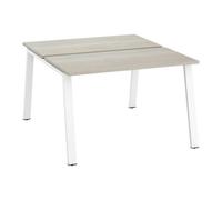 Pôle de 2 bureaux ECLA chêne gris L 120 x P 60 cm piètement métal finition blanc - - Bruneau