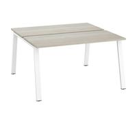 Pôle de 2 bureaux ECLA chêne gris L 140 x P 60 cm piètement métal finition blanc - - Bruneau
