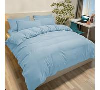 Poligino Housse de Couette 155x200 cm avec 1 Taies Oreiller 50x80 cm - Bleu Clair - Parure Lit 1 Personnes Microfibre - Oeko TEX - Confortable, Doux, Haute Qualité et Anti-Allergique