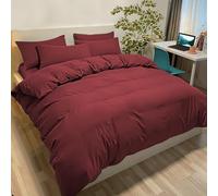 Poligino Housse de Couette 220x240 avec 2 Taies Oreiller 50x80 cm - Bordeaux - Parure Lit 2 Personnes 240x220 cm Microfibre - Oeko TEX - Confortable, Doux, Haute Qualité et Anti-Allergique