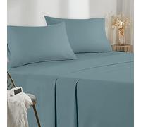 Poligino Parure De Lit 140x190/200 4 Pièces en Microfibre - Drap Housse 140x200 cm - Drap Plat 2 Personne 220x280 cm - 2 Taie d'oreiller 50x80 - Haute Qualité - Vert