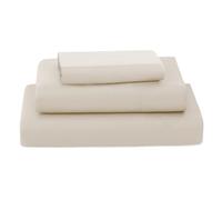 Poligino Parure De Lit 180x190/200 4 Pièces en Microfibre - Drap Housse 180x200 cm - Drap Plat 2 Personne 260x280 cm - 2 Taie d'oreiller 50x80 - Haute Qualité - Beige
