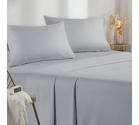 Poligino Parure De Lit 90x190/200 3 Pièces en Microfibre - Drap Housse 90x200 cm - Drap Plat 1 Personne 160x280 cm - 1 Taie d'oreiller 50x80 - Haute Qualité - Gris Clair