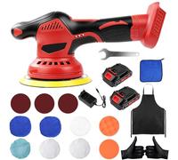 Polishing Polisseuse Sans Fil, 21V 6 pouces Lustreuse Polisseuse Voiture 2600-5800 tr/min Polisseuse Voiture Sans, 8 Vitesses Variable 9 mm Polisseuse Orbitale avec 2 Batteries, pour Cire, Polissage