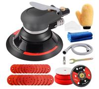 Polisseuse Pneumatique Air comprimé,Polisseuse Excentrique Polisseuse Pneumatique De Ponceuse d'Orbite Avec 24pcs Disque De Ponçage Papier Abrasif Et 3pcs Éponge De Polissage pour Polissage Meulage