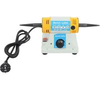 Polisseuse pour bijoux - Polisseuse de table/d'établi - 320 W - Vitesse réglable - 2 disques de polissage en tissu blanc - Multifonction - Jaune