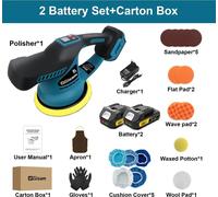 Polisseuse pour voiture - Polisseuse sans fil - Moteur sans balais - 6 vitesses - 18 V - 2 batteries - Orange