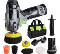 Polisseuse sans Fil 12V 75mm WORKPRO, Kit Mini Polisseuse Voiture avec 2 Batteries 2,0Ah, 7500 tr/min, Charge Rapide en 1 Heure, avec Sac a Outils et 12 Accessoires pour Voiture, Meuble, Marbre, Bain