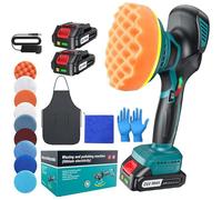 Polisseuse Voiture Sans Fil 150 mm à Double Action avec 2×21V 2000mAh Batteries, 13pcs Kit Polissage Voiture, 6 Vitesses Réglables
