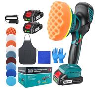 Polisseuse Voiture Sans Fil 150 mm Double Action 2×21V 2000mAh 6 Vitesses 5500RPM Lustreuse Orbitale 13pcs Kit Rénovation Auto