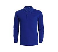Polo à manches longues pour homme - Haut décontracté pour homme - Sweat pour homme adulte - Polo pour adulte - En coton - Vêtements de sport, bleu, XXL