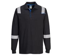 Portwest FR711 Polo à manches longues résistant aux flammes WX3 Noir - Taille L