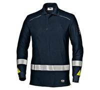 Polo à manches longues Sir Safety, haute visibilité, ignifuge et antistatique, bleu foncé, 3XL, bleu foncé