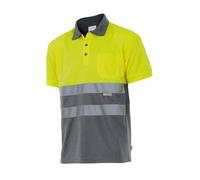 Polo bicolore manches courtes haute visibilité VELILLA - Jaune / Gris S