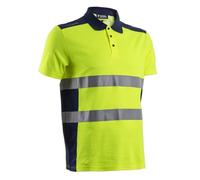 Polo de travail manches courtes haute visibilité anti-UV Coverguard OKI - Jaune / Marine XXL