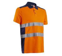 Polo de travail manches courtes haute visibilité anti-UV Coverguard OKI - Orange / Marine S