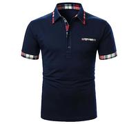 Polo de travail pour homme | T-shirt décontracté à manches courtes avec poche pour le quotidien, le bureau, l'extérieur, bleu marine, 5XL