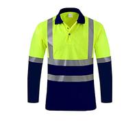 Polo haute visibilité à manches longues haute visibilité pour homme et femme, bande réfléchissante, haut de sécurité contrasté, t-shirt de travail de sécurité pour homme et femme, taille S à 3XL,